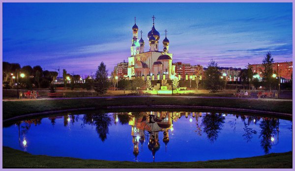 Собор Абакан Преображенский вечером