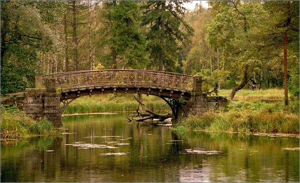 Деревянный мостик через речку