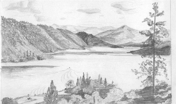 Озеро Байкал рисунок карандашом