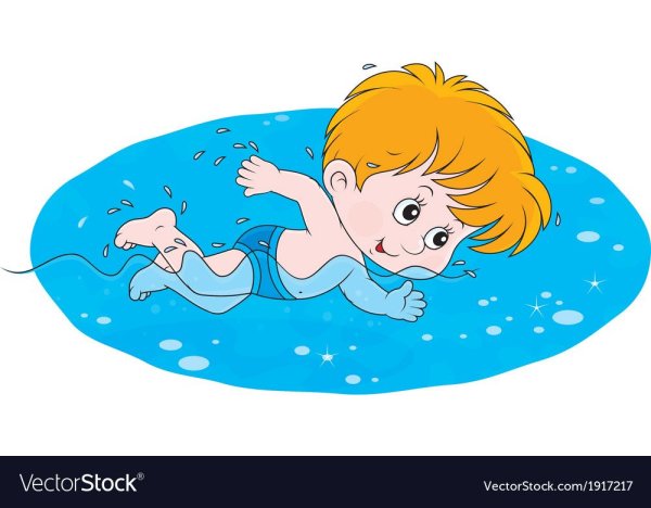 Мультяшные дети плавают