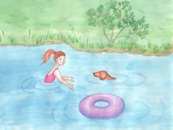 Рисование купаемся в реке