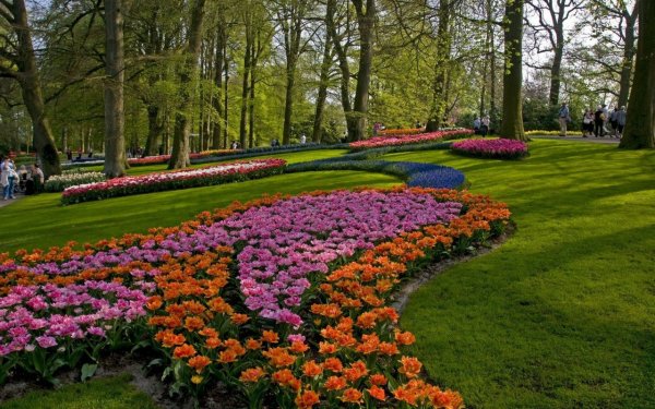 Парк кёкенхоф Голландия пруды каналы фонтаны