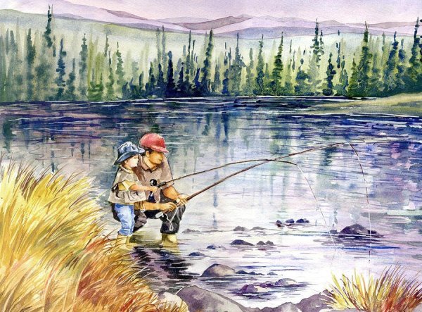 Рыбалка иллюстрация