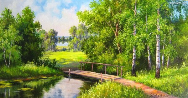 Березовая роща картина Елены Самарской