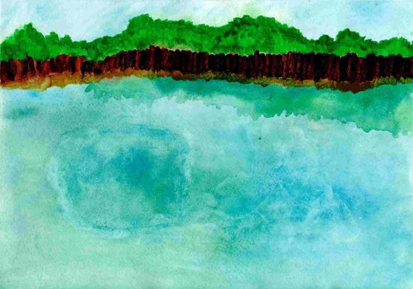 Голубое озеро рисунок