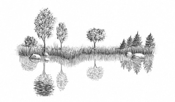 Контуры пейзажей для рисования