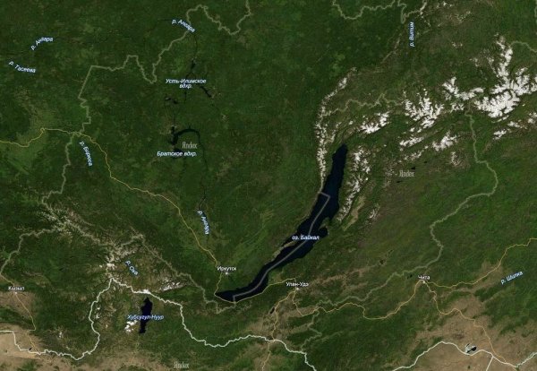 Карта озера Байкал со спутника