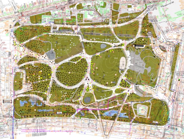 Парк Зарядье планировка