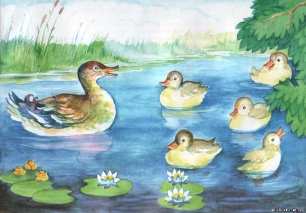 Картина утка с утятами