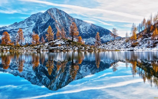 Горы озеро зима