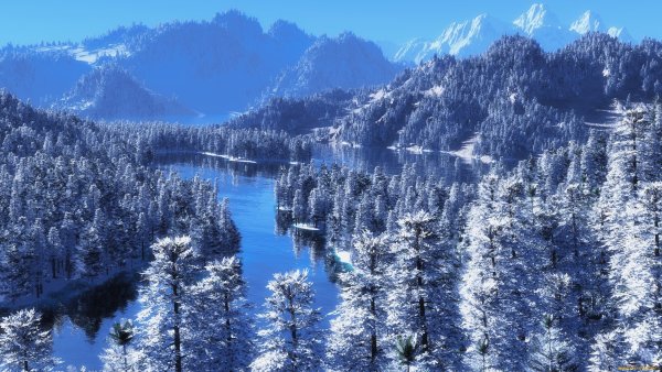 Зима лес горы