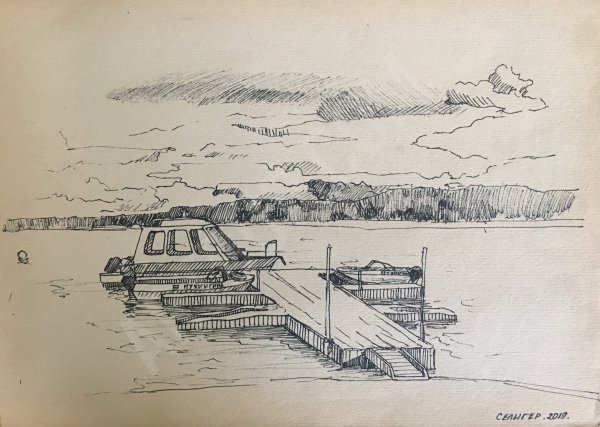 Озеро Селигер рисунок карандашом