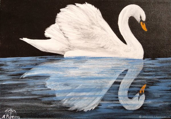 Картина объемная лебеди
