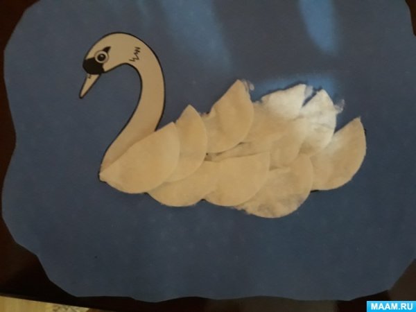 Перелетные птицы из ватных дисков