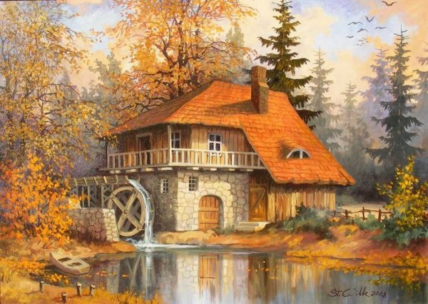 Томас Кинкейд картины водяная мельница