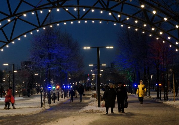 Парк света в Бибирево зимой