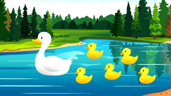 Утята на пруду для детей