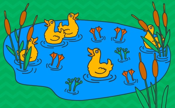 Утята на пруду для детей