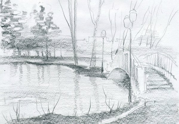 Пейзаж карандашом