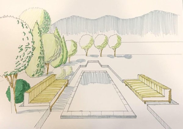 Перспектива ландшафта рисунок