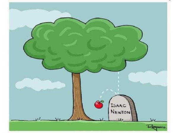 Исаак Ньютон яблоко на голову