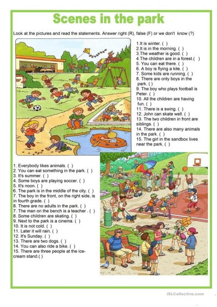 Урок английского языка the Park