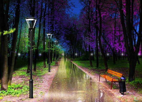 Парк ночью в Серпухове