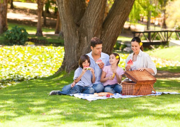 Люди отдыхают в парке