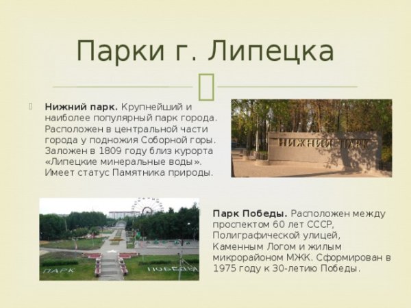 Проект о Нижнем парке Липецк