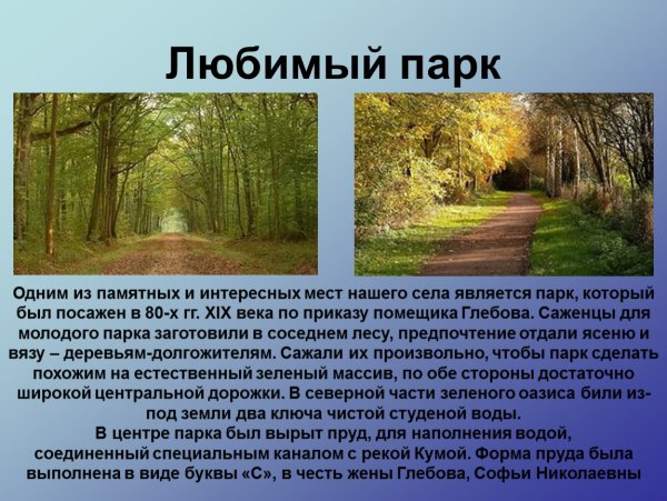 Сочинение на тему мой любимый парк