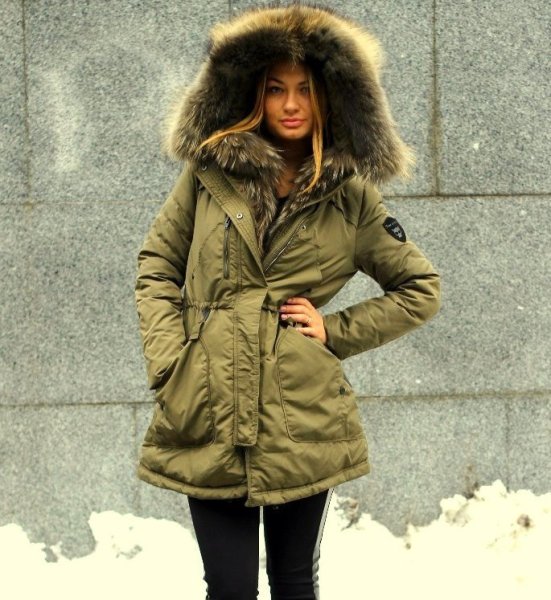 Куртка женская парка (хаки. 100 % Хб)
