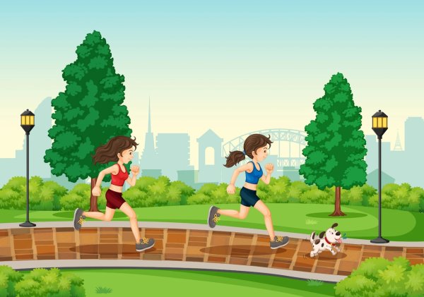 Бег в парке рисунок