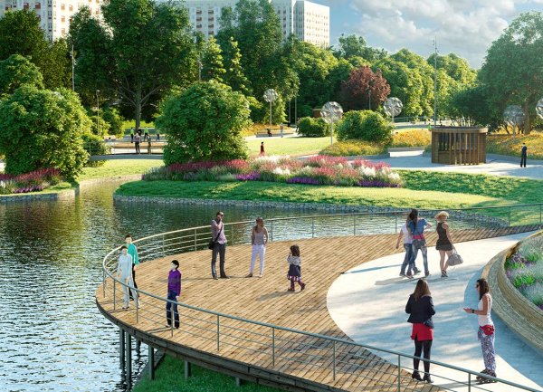 Парк в пойме реки Битцы в Северном Бутово