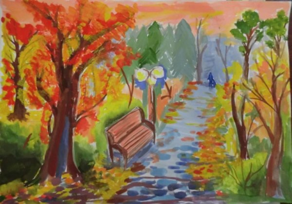 Рисование осенний парк
