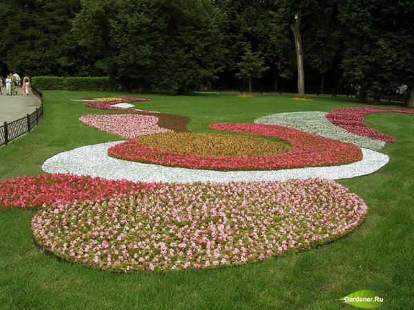 Круглые цветочные клумбы