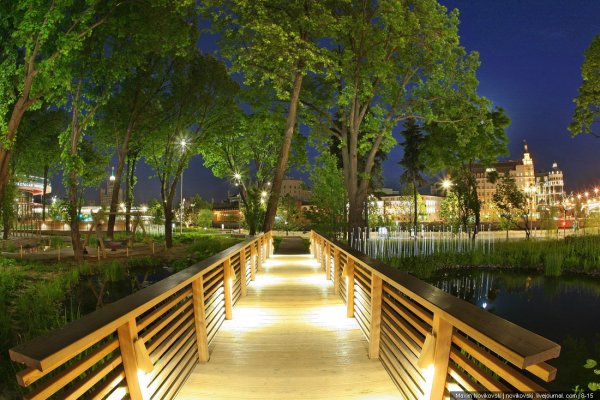 Парк Зарядье Москва ночью