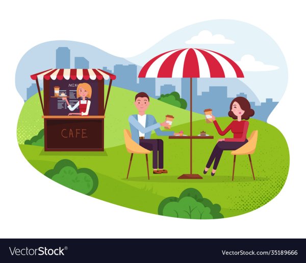 Кафе в парке рисунок