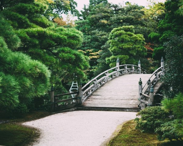 Пешеходный парковый мостик в Японии