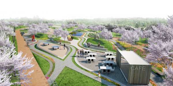 Набережная реки Охты благоустройство