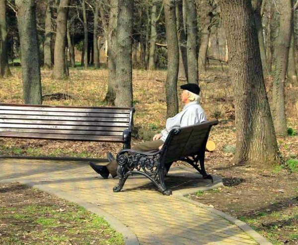Старик на скамейке в парке
