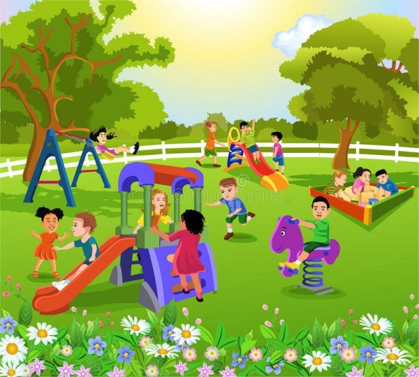 Картина летом в парке для детей