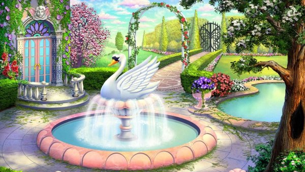 Фонтан в сказочном саду