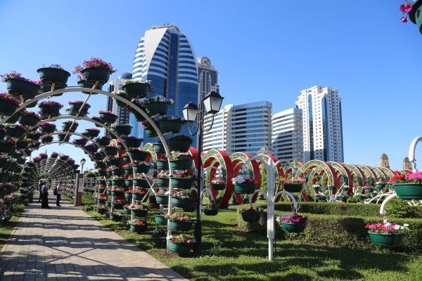 Грозный-Сити и цветочный парк