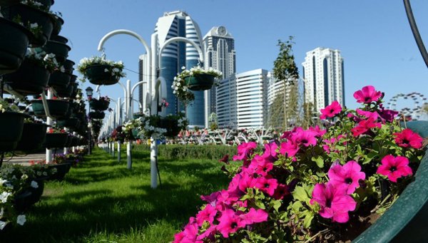 Цветочный парк в Грозном у комплекса «Грозный-Сити»
