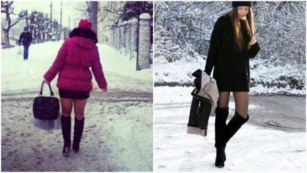 Легко одетые девушки зимой