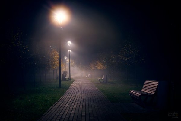 Ночная улица с фонарями