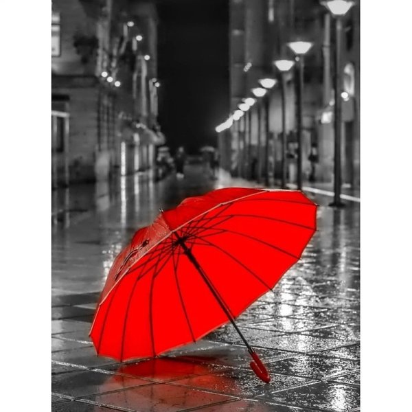 Лужа и красный зонт