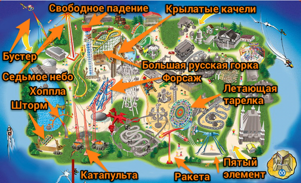 Схема парка аттракционов в Санкт-Петербурге диво остров