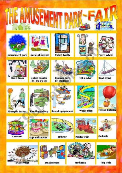 Виды аттракционов на английском