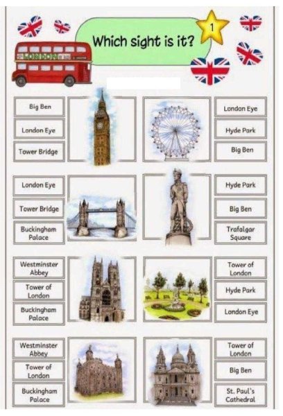 Достопримечательности Лондона задания
